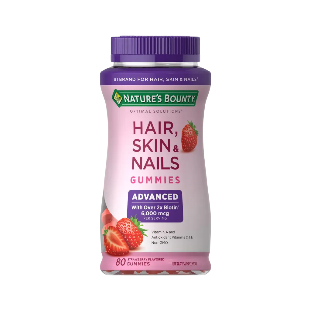 Gomitas Nature's Bounty Cabello, Piel y Uñas - Advanced Biotina 6,000 mcg