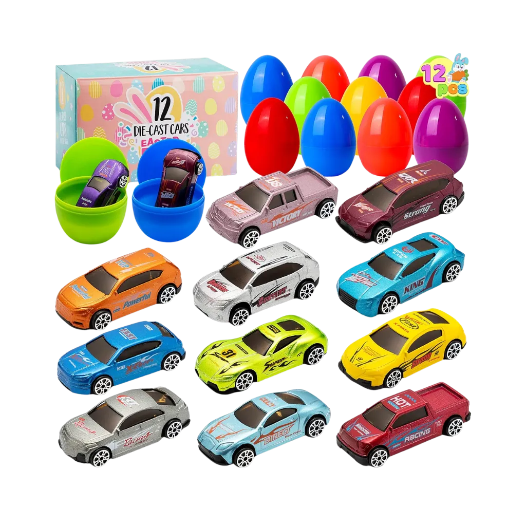 Huevos de Pascua Sorpresa con Carros de Metal