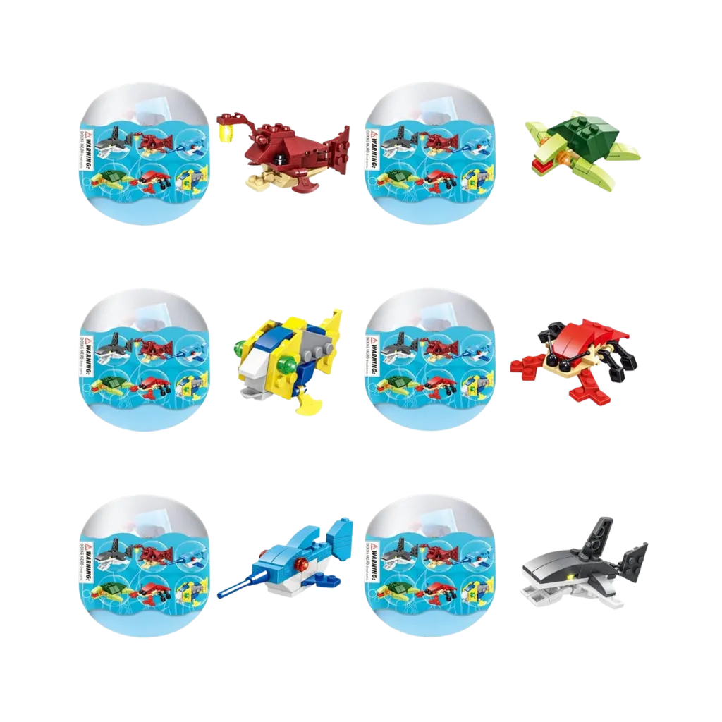 [TEM-02] Huevos de Pascua Sorpresa con Bloques de Construcción - Animales del Oceano