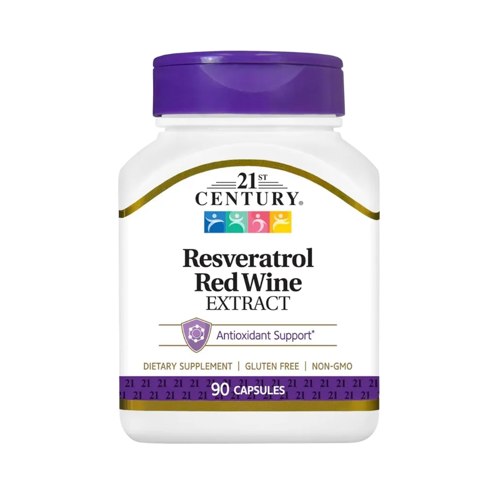 Extracto de Resveratrol y Vino Tinto 21st Century - Soporte Antioxidante y Bienestar Cardiovascular