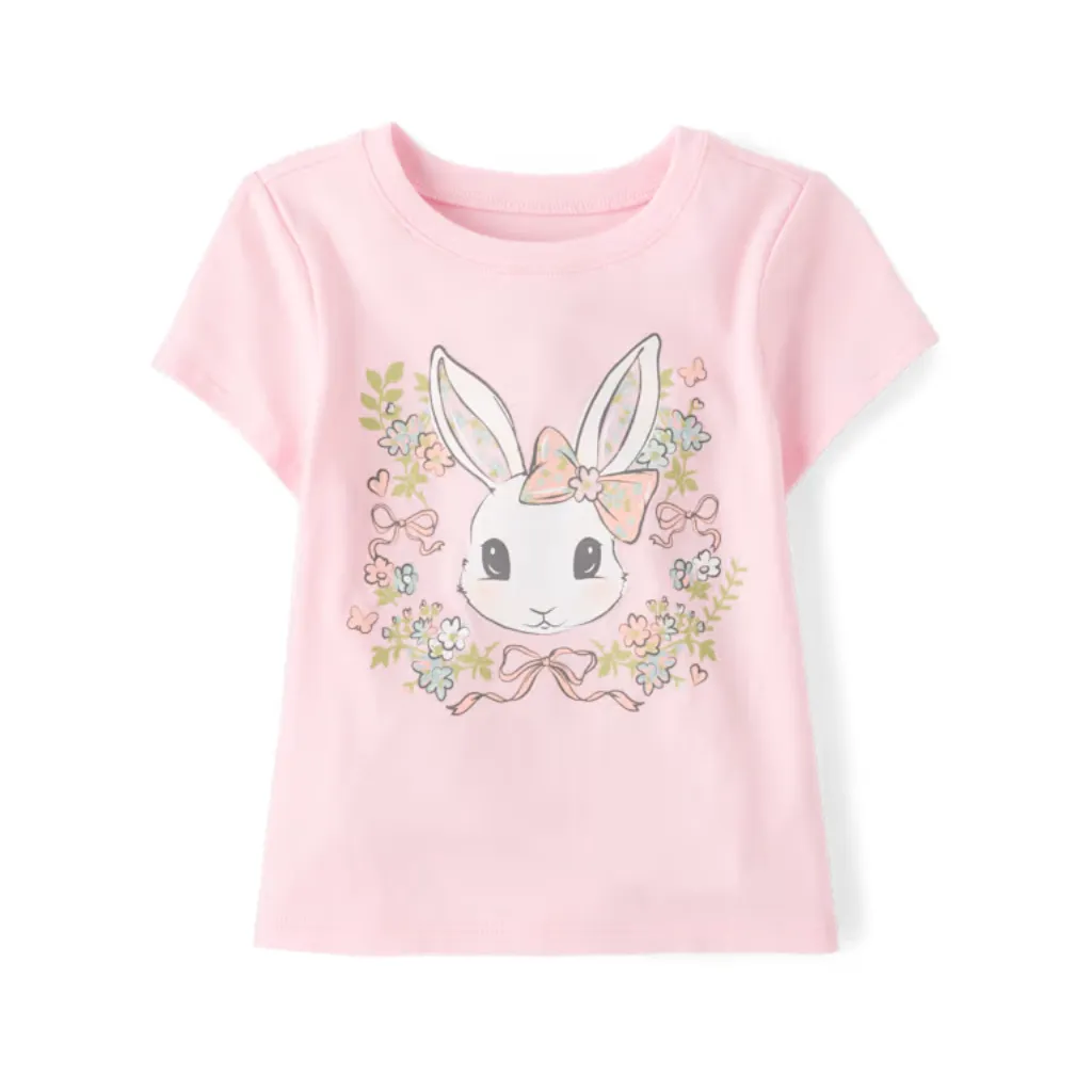 Camiseta Gráfica Niñas (12M - 5T) The Children's Place - Easter (Rosado / Coneja, 2T)