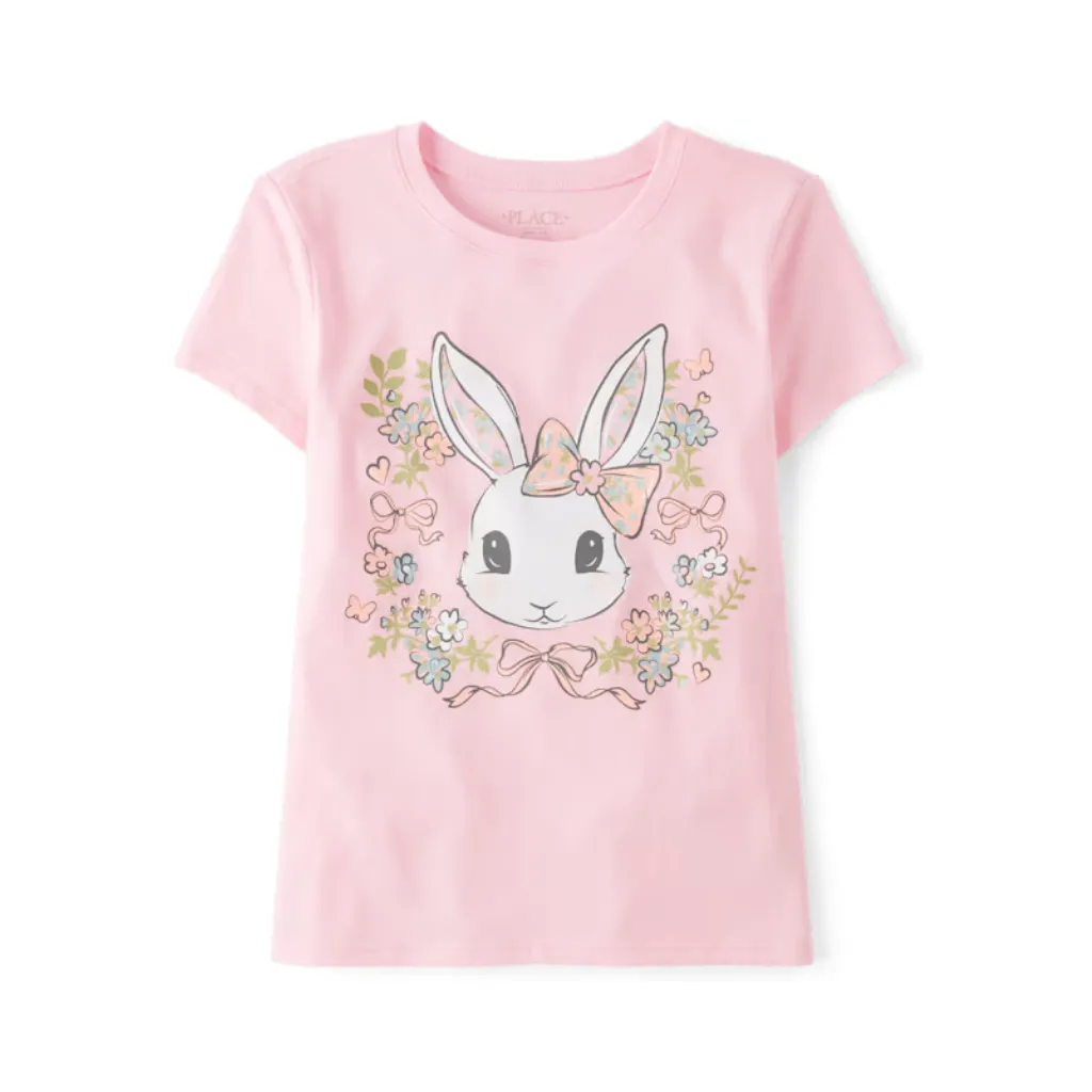 Camiseta Gráfica Niñas (4-16) The Children's Place - Easter (Rosado / Coneja, 4 (XS))